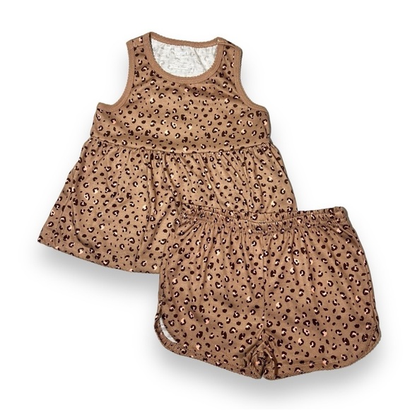 Carter’s Toddler Girl’s Two Piece Pajama Set Brown Leopard Size 4T - Picture 1 of 8